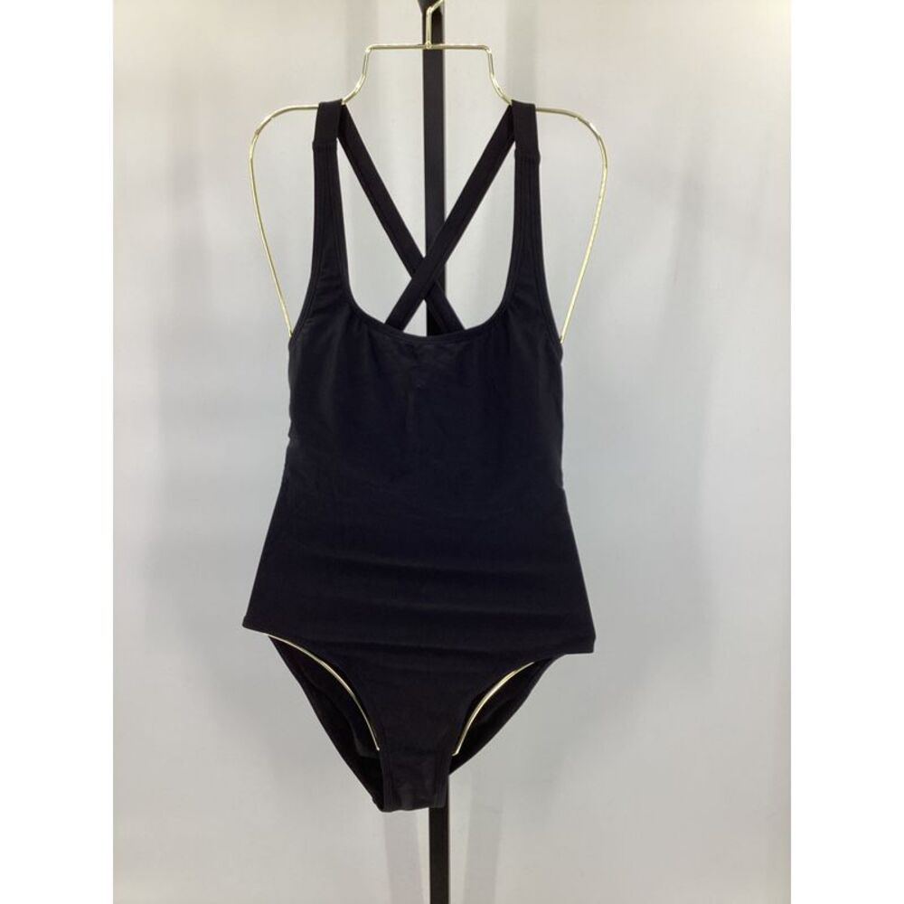 Quince Women's Italian Cross-Back One-Piece Swimsuit Black S